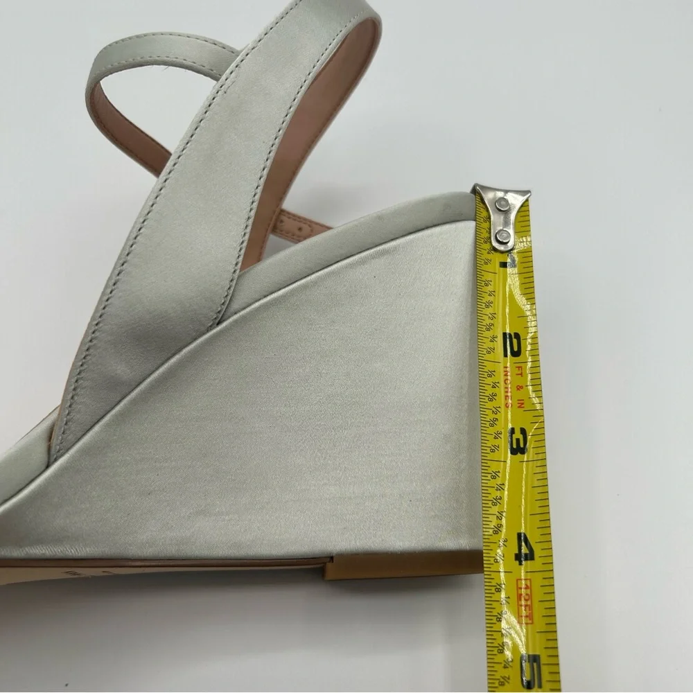 New Cole Haan women’s Josie wedge sandals crystal/gray satin 11 B